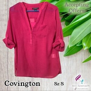Covington Sz S - hot pink sheer blouse w/ tank top